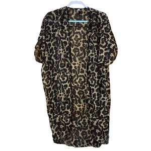 Long leopard print sheer short sleeve cardigan from Live 4 Truth size medium.